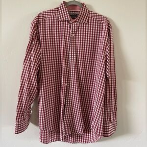 Johnston & Murphy red plaid button up